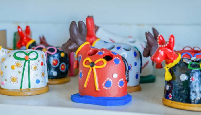 Recife, Pernambuco, Brazil:Beautiful and creative clay dolls for sale in Recife and Olinda street market.